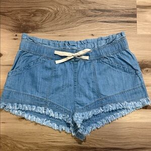 BDG Light Blue Frayed Jean Shorts